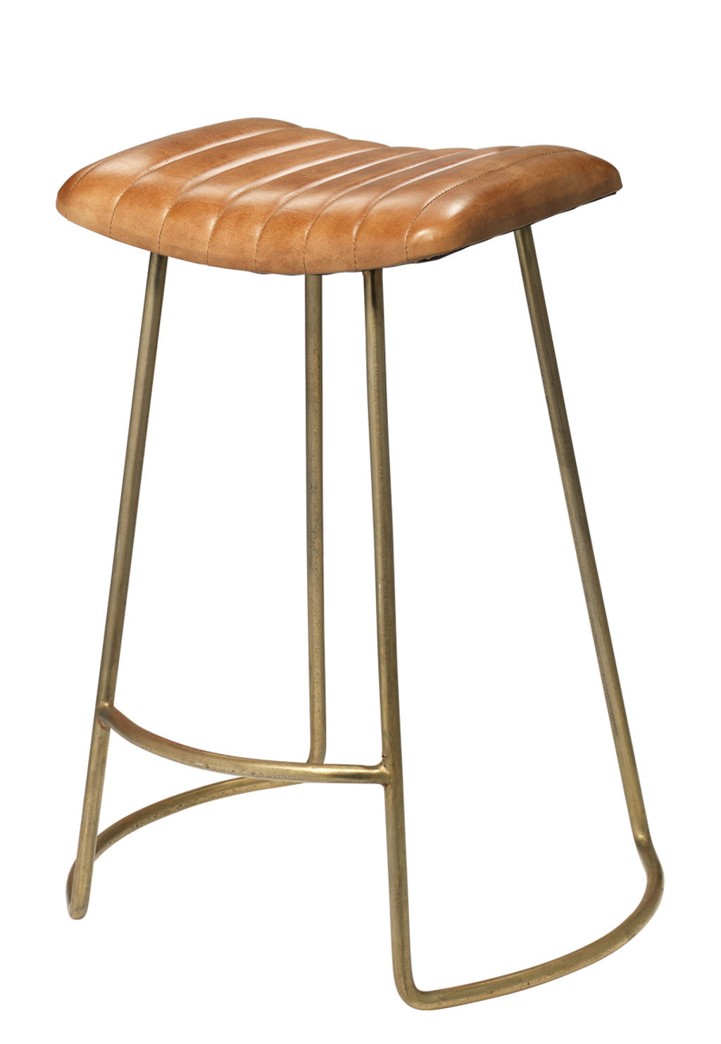 Camel Leather Counter Stool (25.50"H x 19.60"W x 17"D)