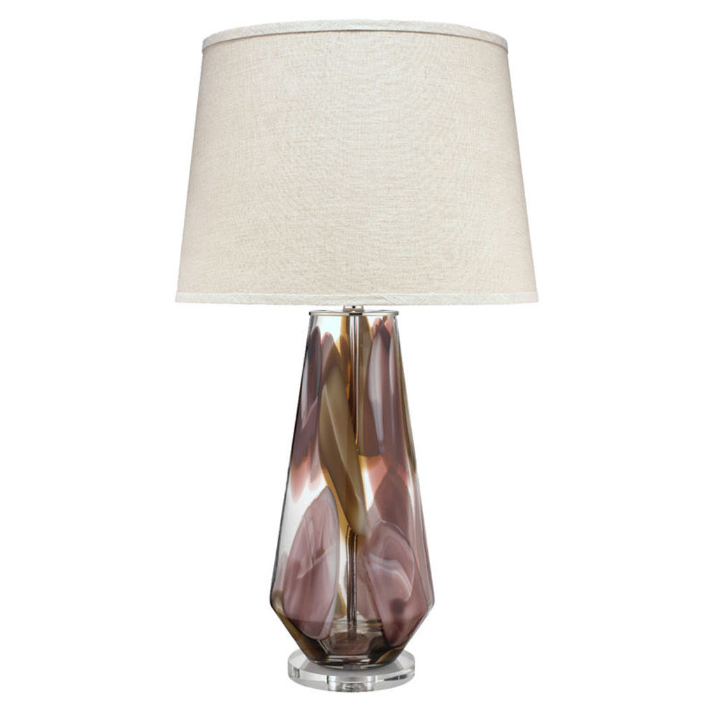 Preview image for Watercolor Table Lamp In Plum Glass With Cone Shade In Natural Linen