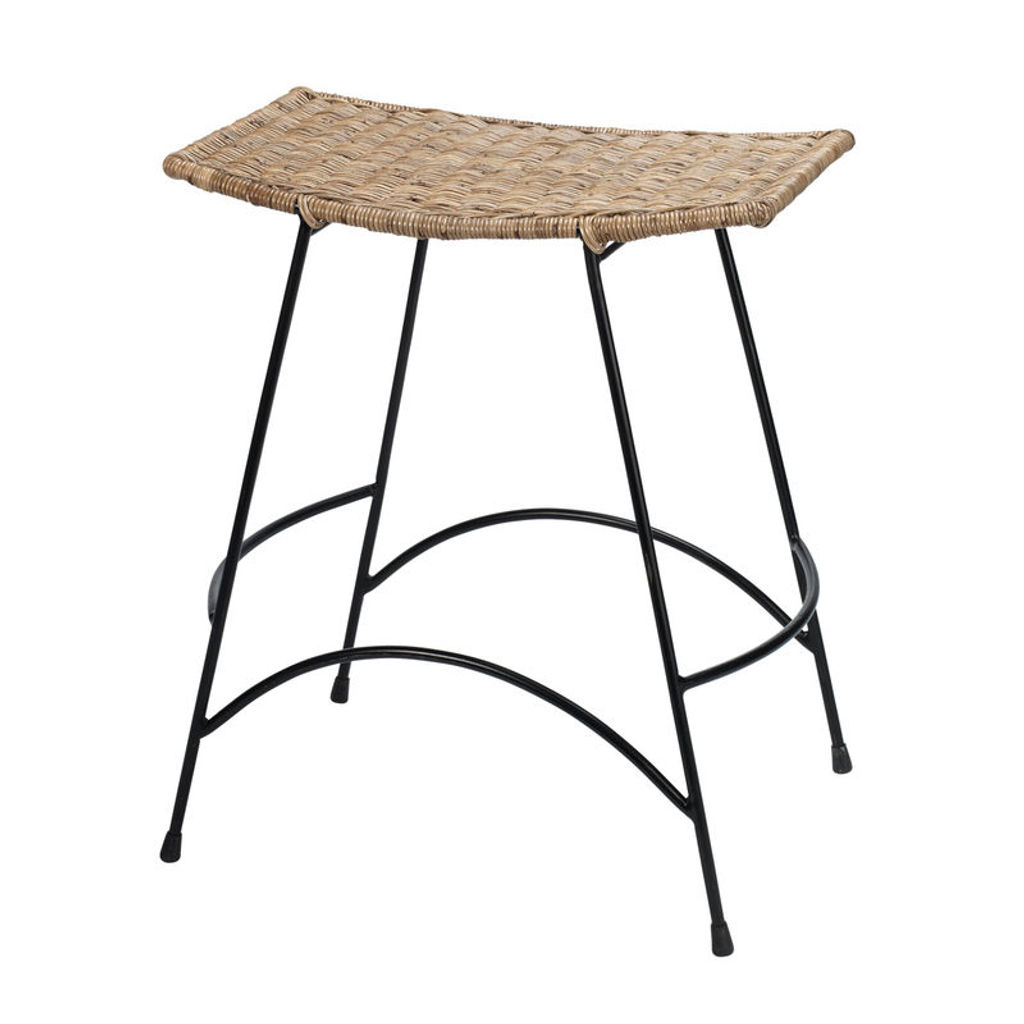 Preview image for Wing Counter Stool In Natural Rattan & Black Steel