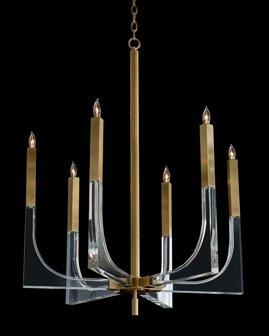 Preview image for Acrylic And Brass Six-Light Chandelier