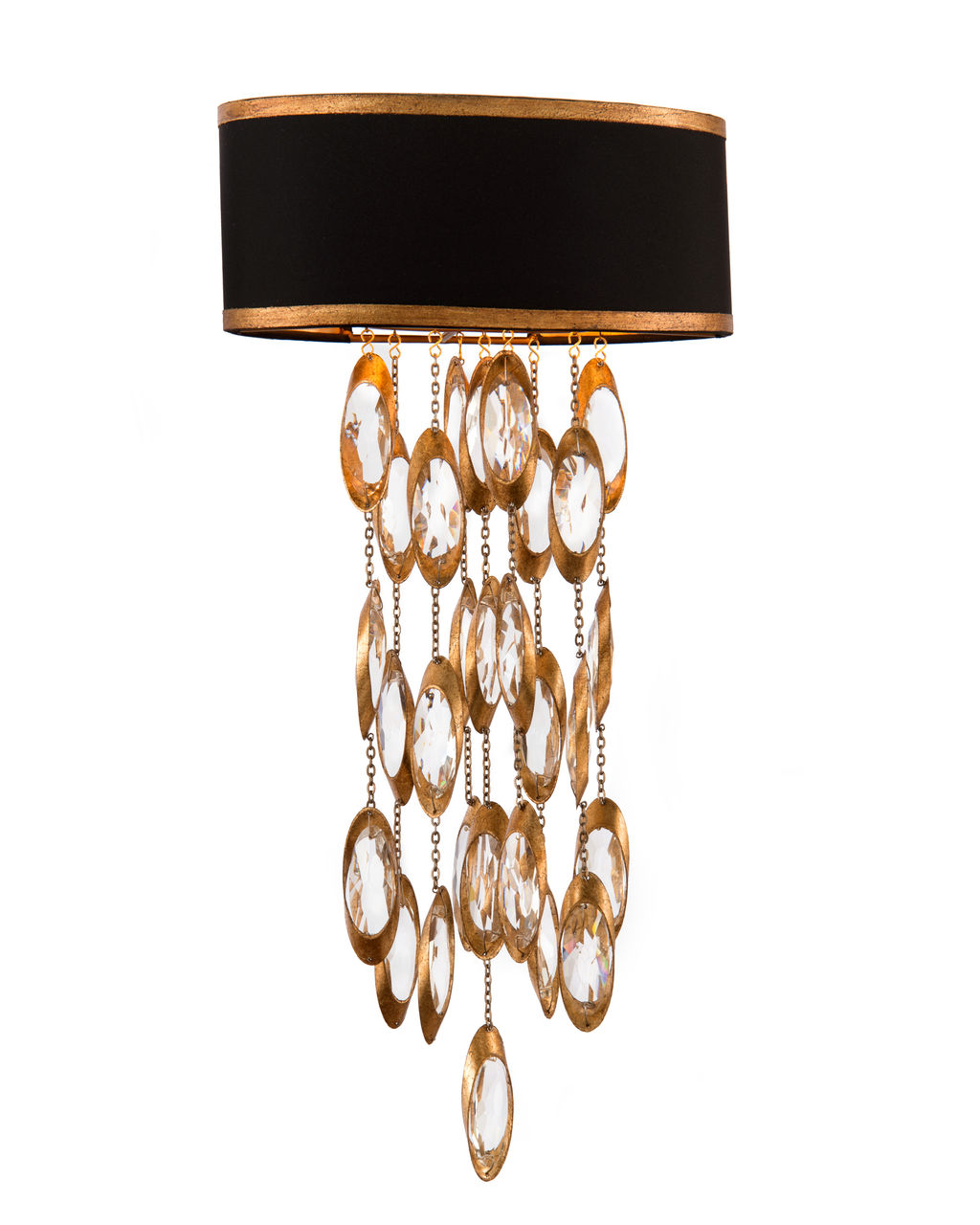 John-Richard Black Tie Two Light Faceted Crystals + Gold Accents Sconce