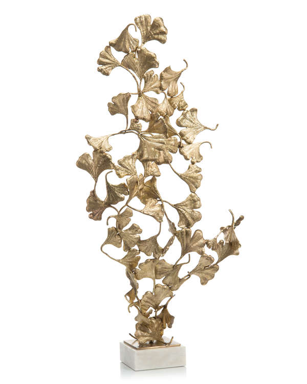Ginkgo Leaves On White Marble