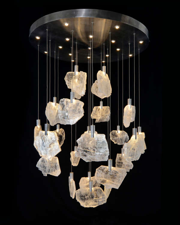 Moonlight Sonata: Selenite Pane Forty-One-Light Pendant Chandelier