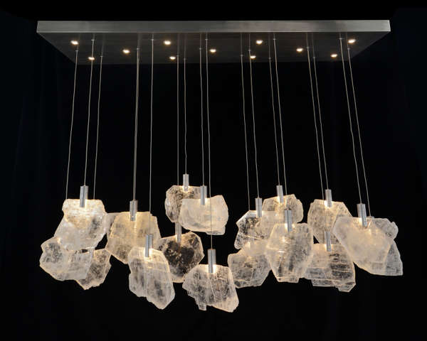 Moonlight Sonata: Selenite Pane Twenty-Nine-Light Horizontal Chandelier