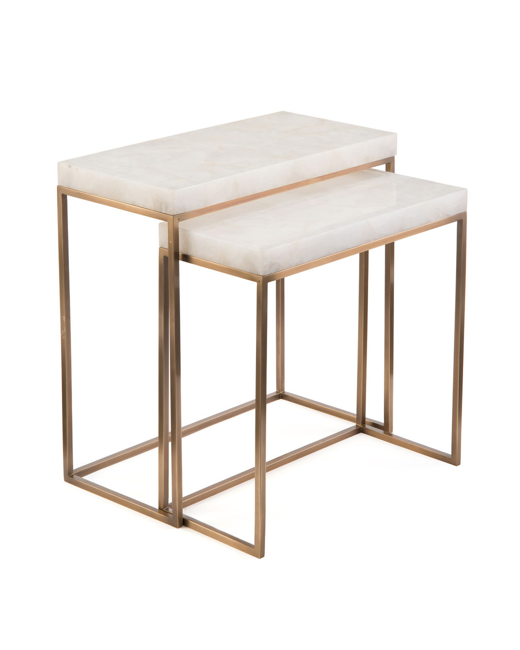 Nesting Tables Calcite + Antique Brass (Set of 2)