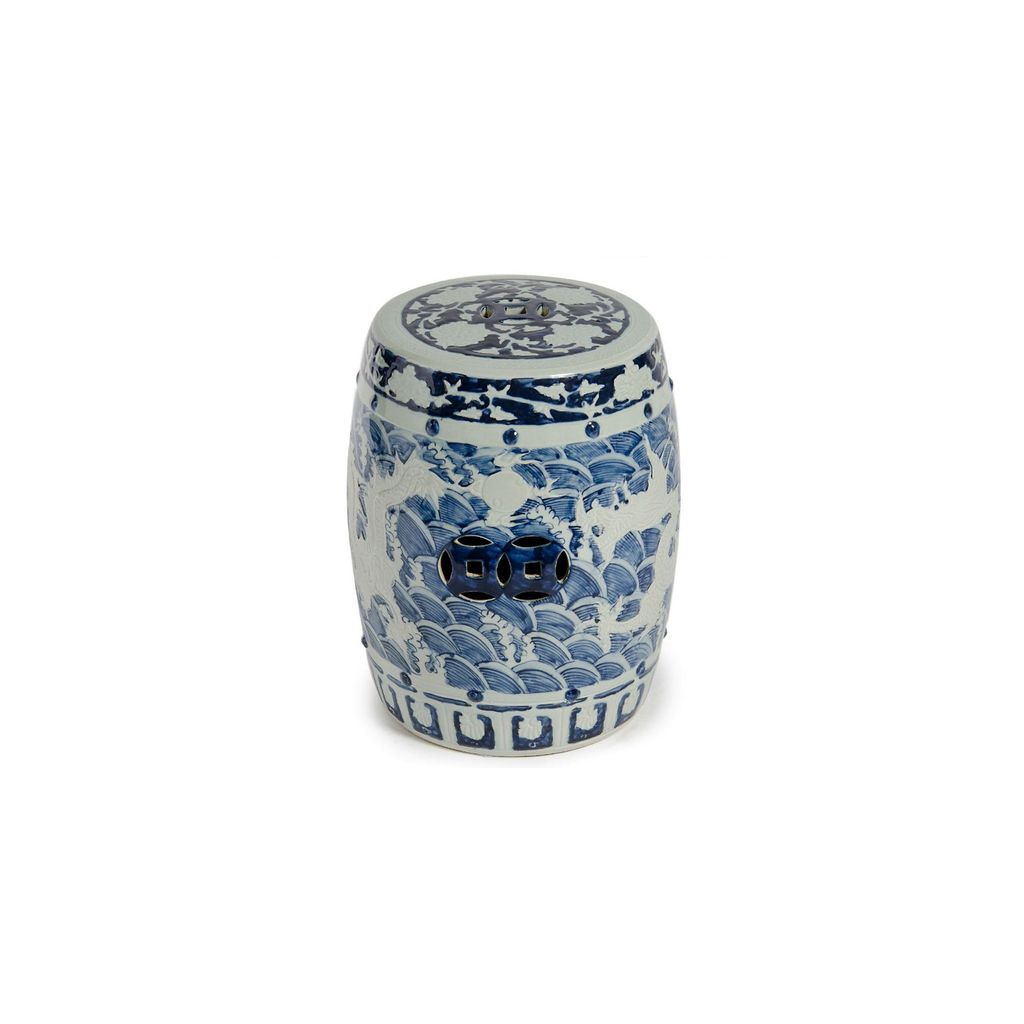 Preview image for B&W Carved Dragon Garden Stool