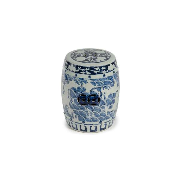 B&W Carved Dragon Garden Stool