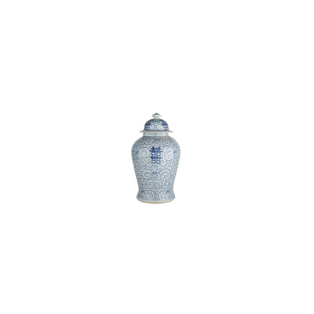 Preview image for B&W Double Happiness Floral Temple Jar