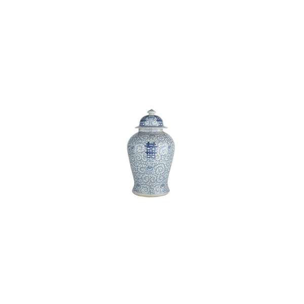 B&W Double Happiness Floral Temple Jar