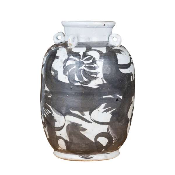 Black Four Loop Handle Jar