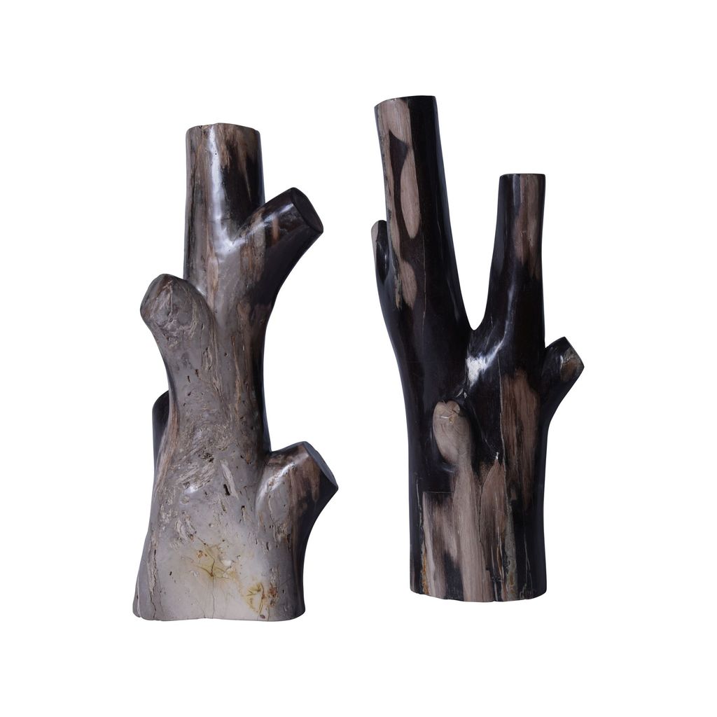 Black / Gray Petrified Wood Branch Jewlery Hanger