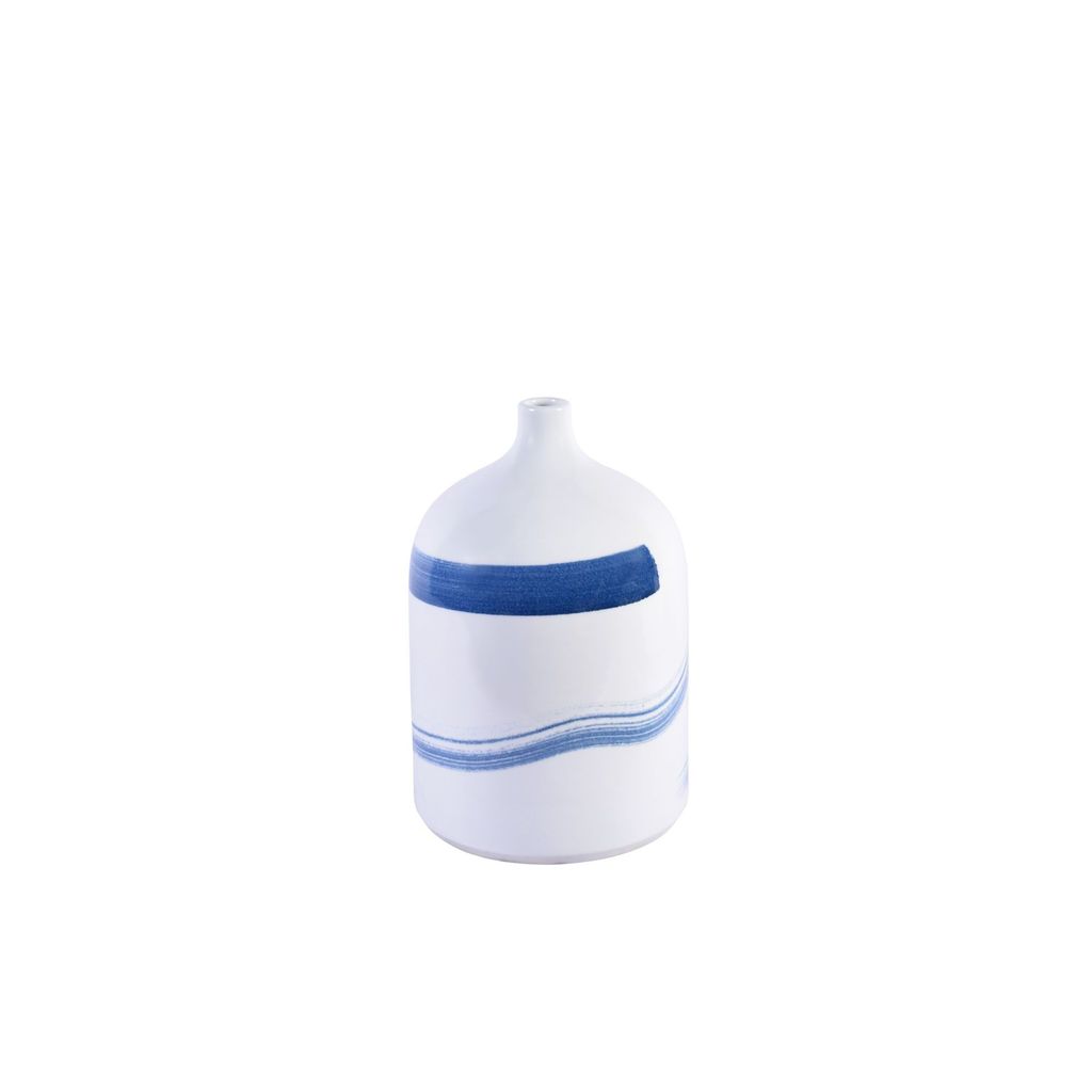 Blue And White Brushstrokes Spin Vase - Large