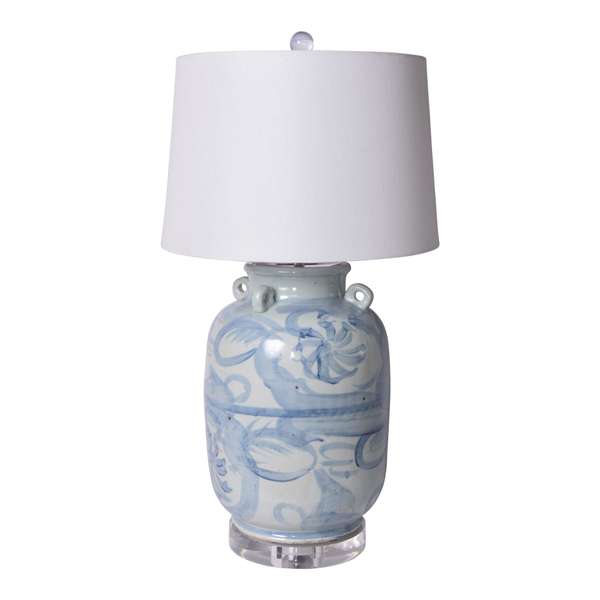 Blue & White Twisted Flower Lamp