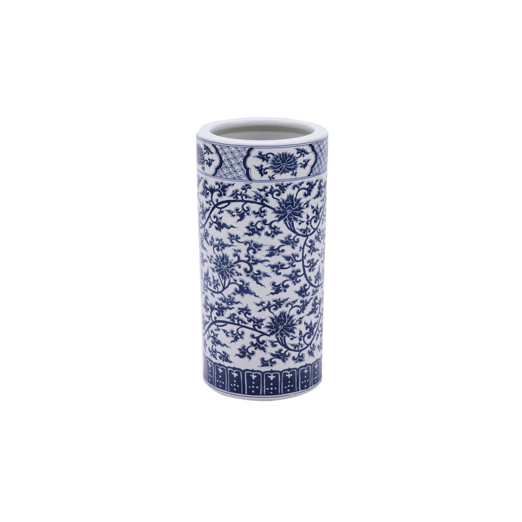 Preview image for Blue & White Twisted Lotus Umbrella Stand Vase