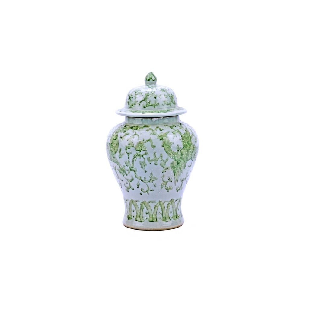 Preview image for Celadon Dragon Lotus Temple Jar - Large