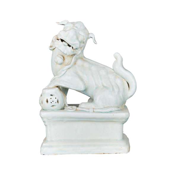 Pair Of Celadon Peking Lion Statues