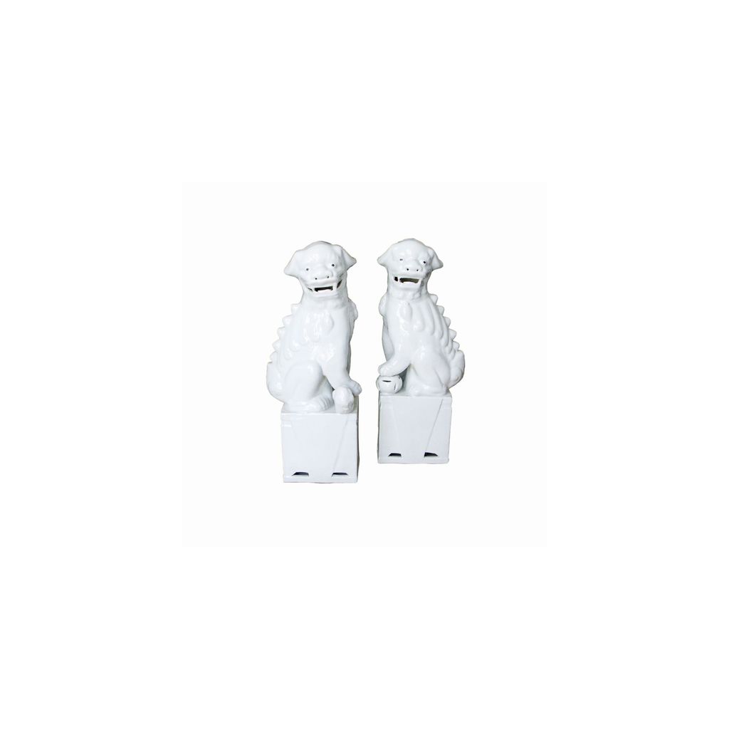 Sitting Foo Dog Pair White - S