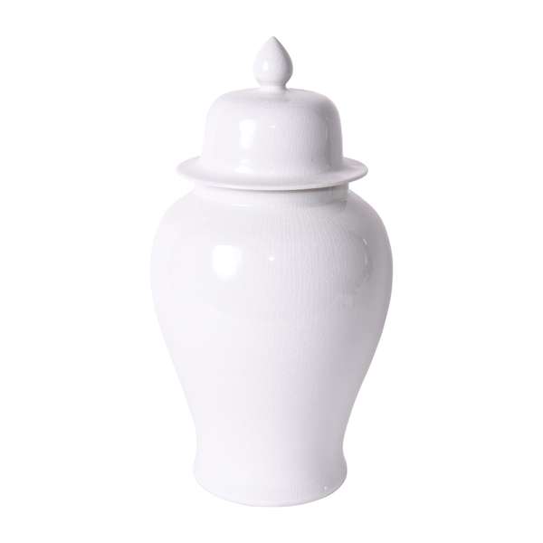 Temple Jar White Crackle - M