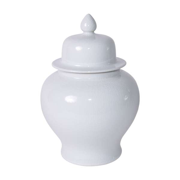 Temple Jar White Crackle - S