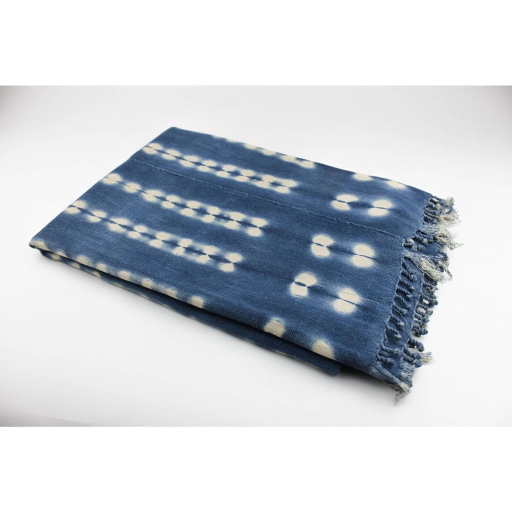 Preview image for Vintage Indigo Scarf Throw Shibori Pattern