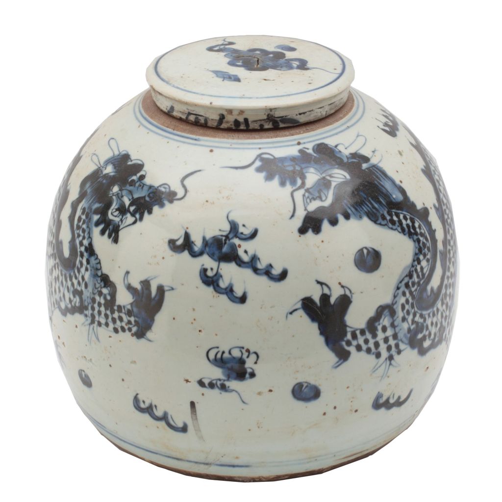 Vintage Ming Jar Dragon Motif - Large