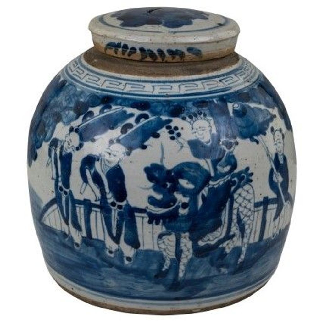 Vintage Ming Jar Enchanted Children Motif -  Large