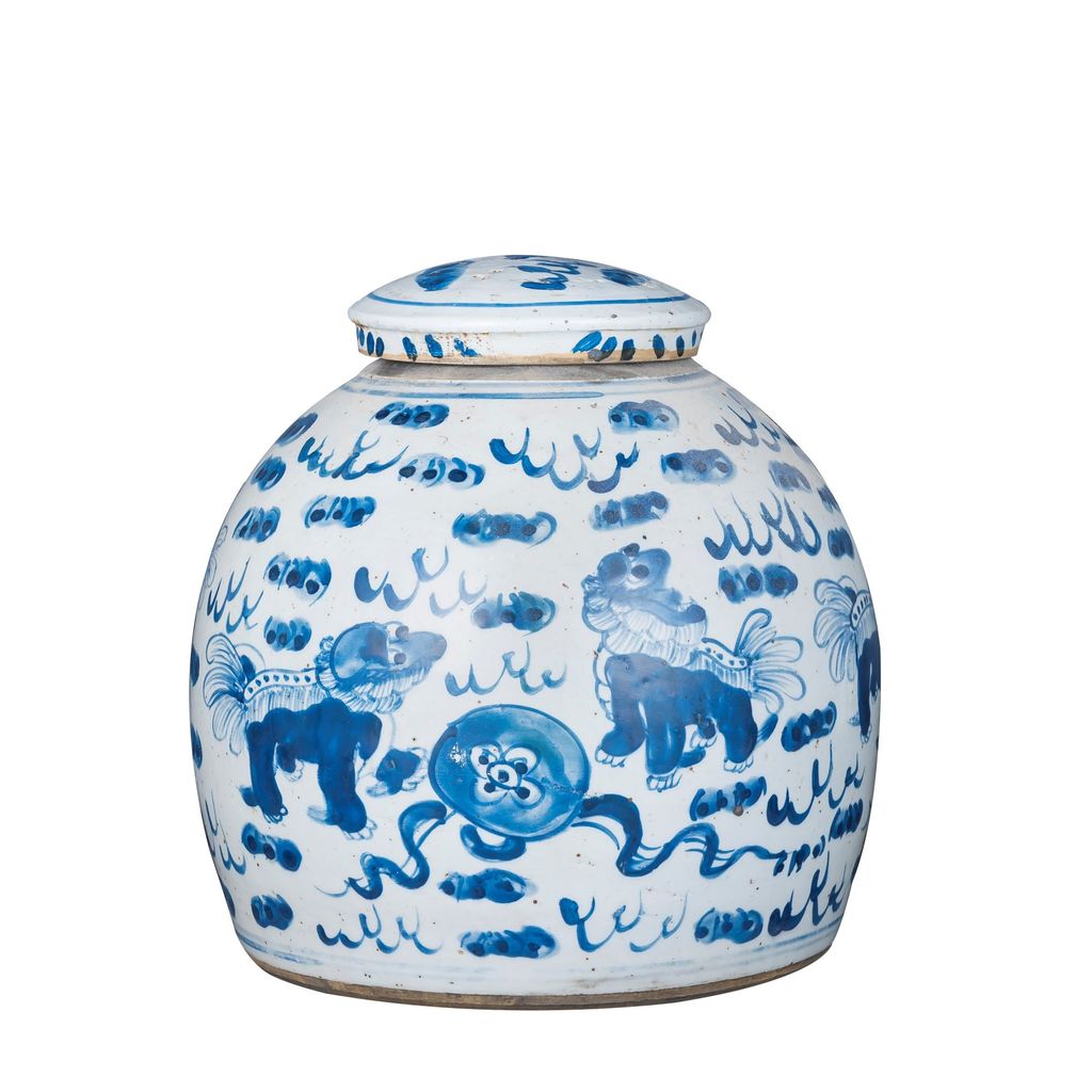 Vintage Ming Jar Lion Motif - Small