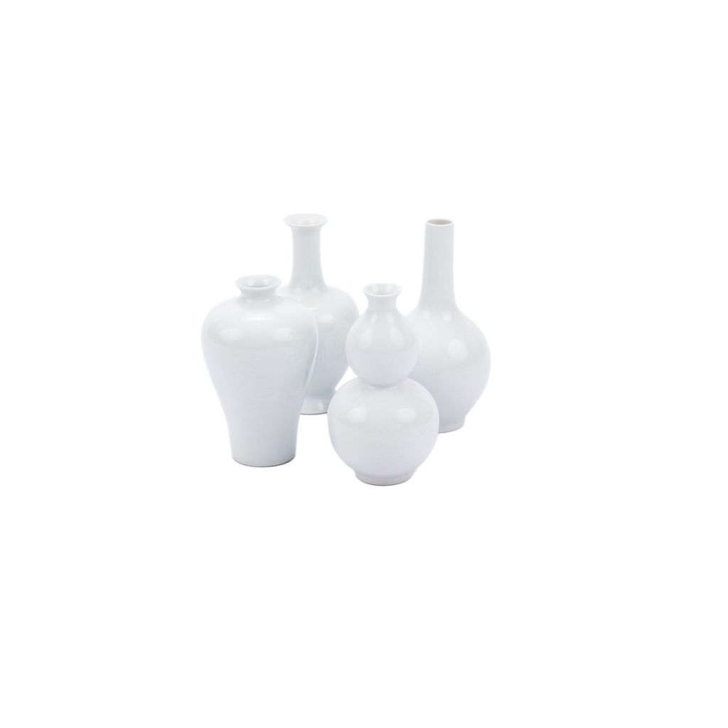 White Bud Vases 7 Inch H - Set Of 4