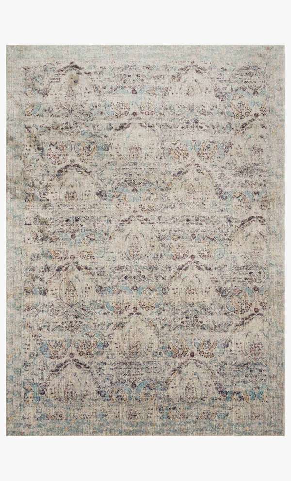 5' 3" X 5' 3" Round Rug,  Silver / Plum