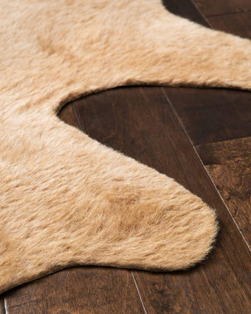Faux Hair on Hide Rug Tan