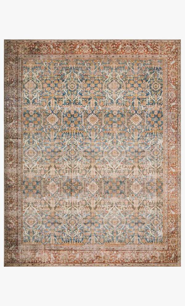 Classic Ocean / Rust Rug, 9'X12'