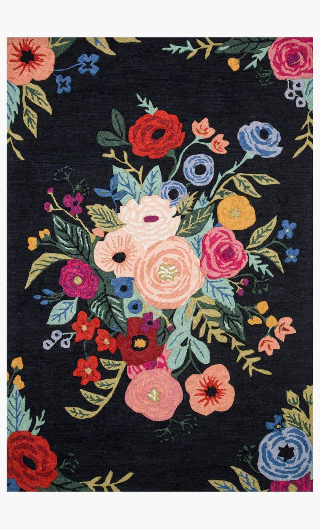 Preview image for Rifle Paper Co. Les-03 Rp 7' 9" X 9' 9" Rug, Black / Multi