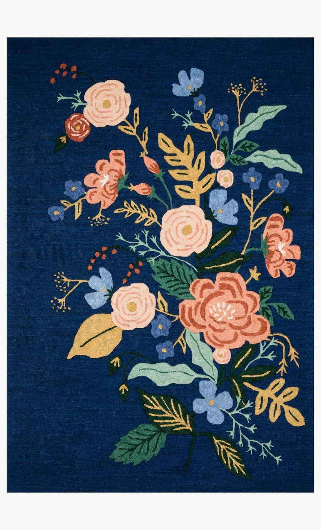 Preview image for Rifle Paper Co. Floral Area Rug Indigo & Multi 7' 9" X 9' 9"