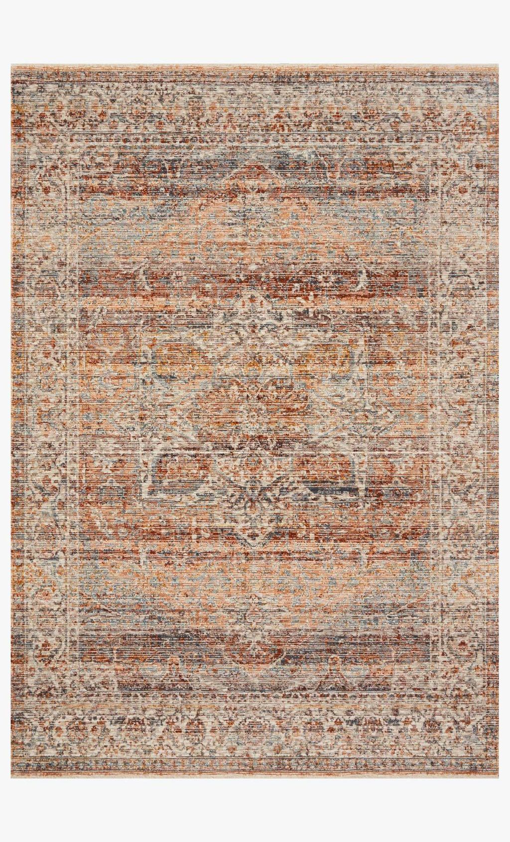 Lou-07 5' 3" X 7' 9" Rug,  Tangerine / Ocean
