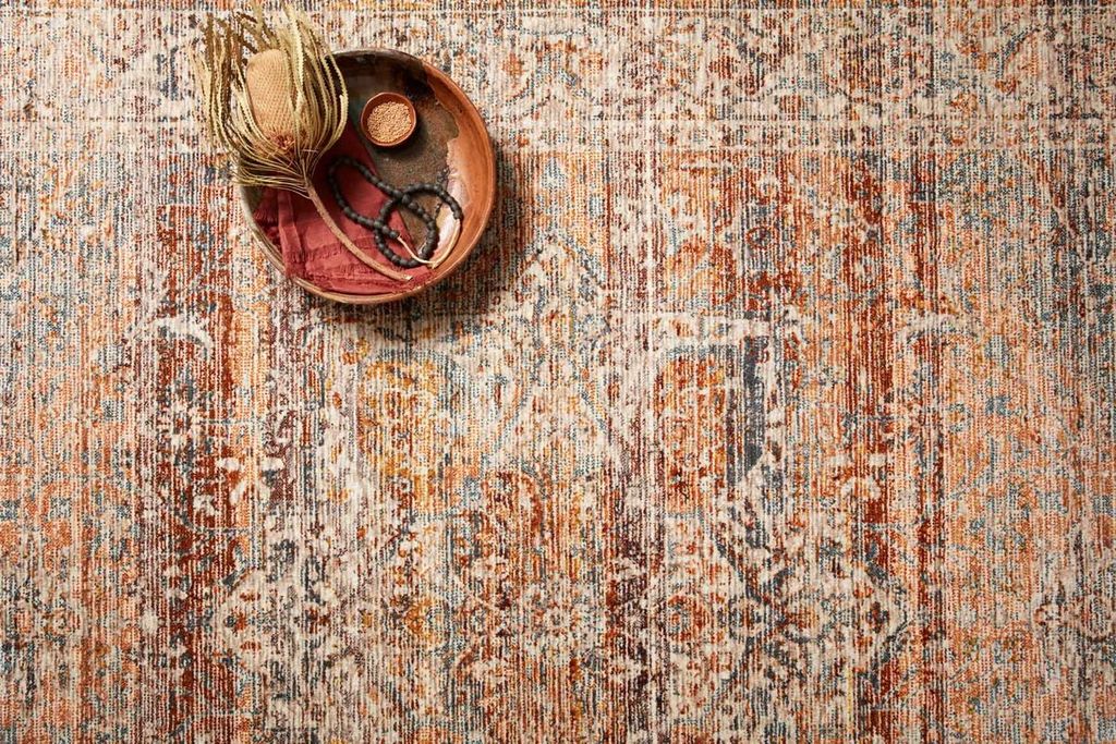 Lou-07 5' 3" X 7' 9" Rug,  Tangerine / Ocean