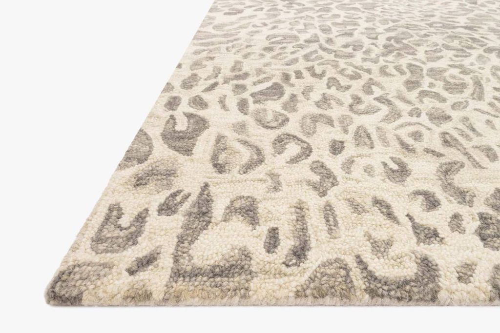 Animal Print Wool Area Rug Grey & Ivory 9' 3" X 13'