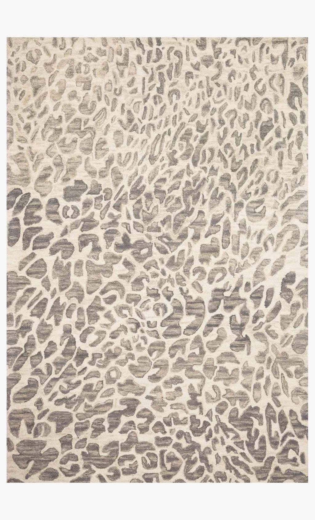 Animal Print Wool Area Rug Grey & Ivory 9' 3" X 13'