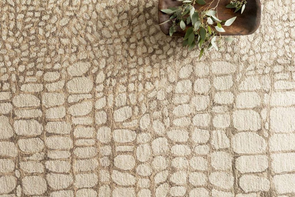 Animal Print Wool Area Rug Neutral 9' 3" X 13'