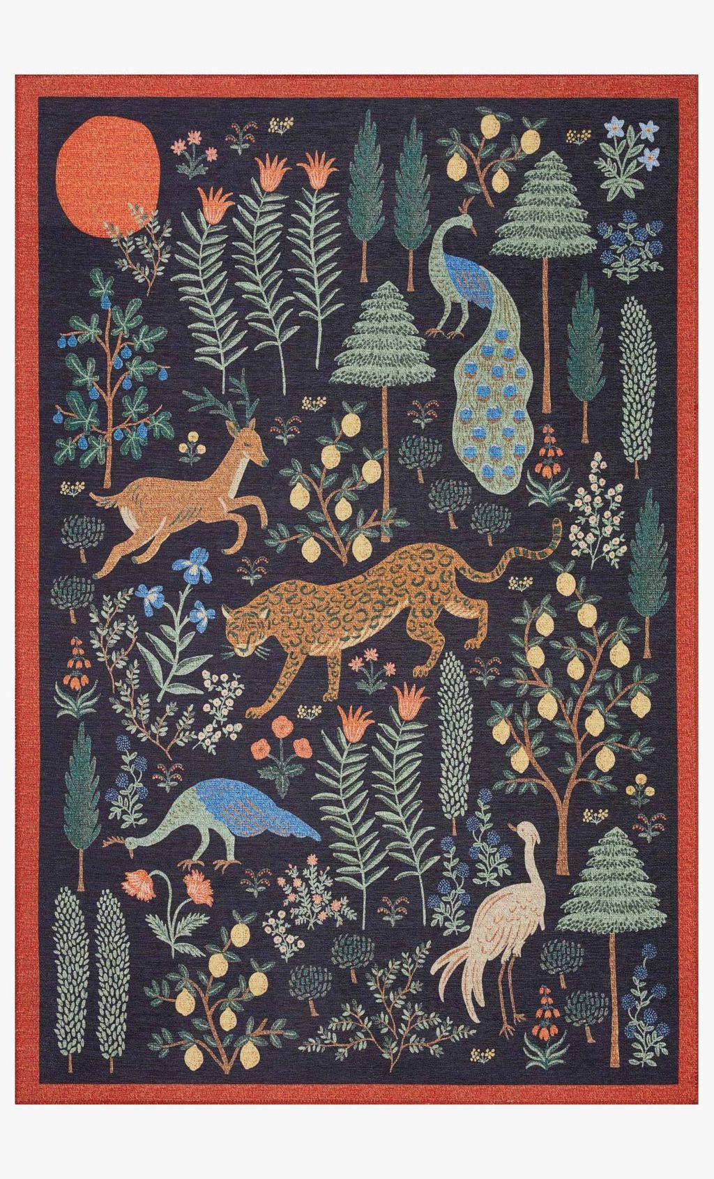 Preview image for Rifle Paper Co. Area Rug Les Fauves Black 7' 6" X 9' 6"