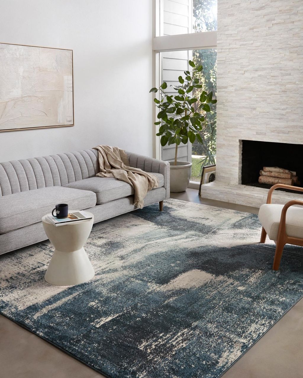 Spi-04 9' 4" X 13' Rug,  Indigo / Ivory