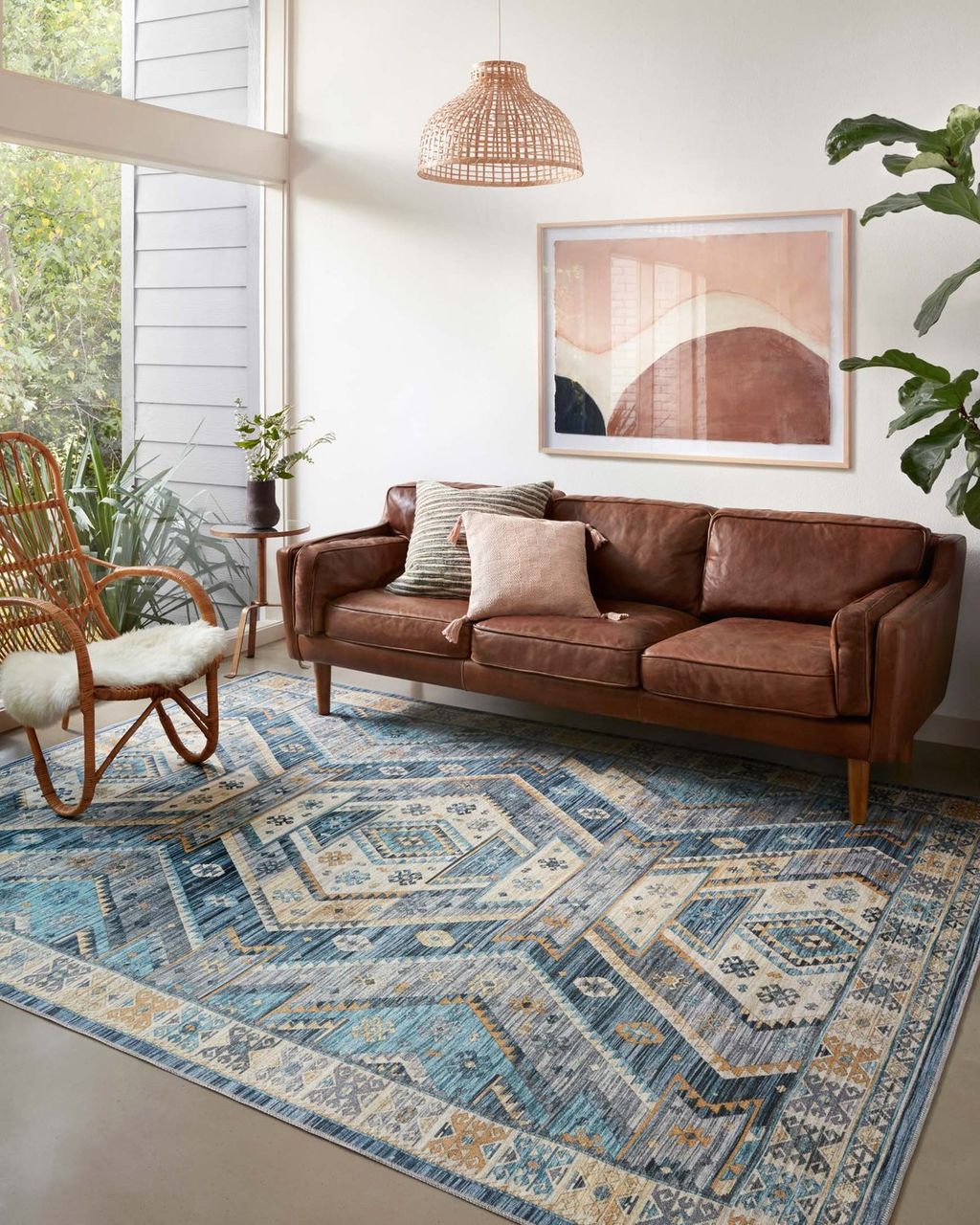 Zio-02 7' 6" X 9' 6" Rug,  Ocean / Gold