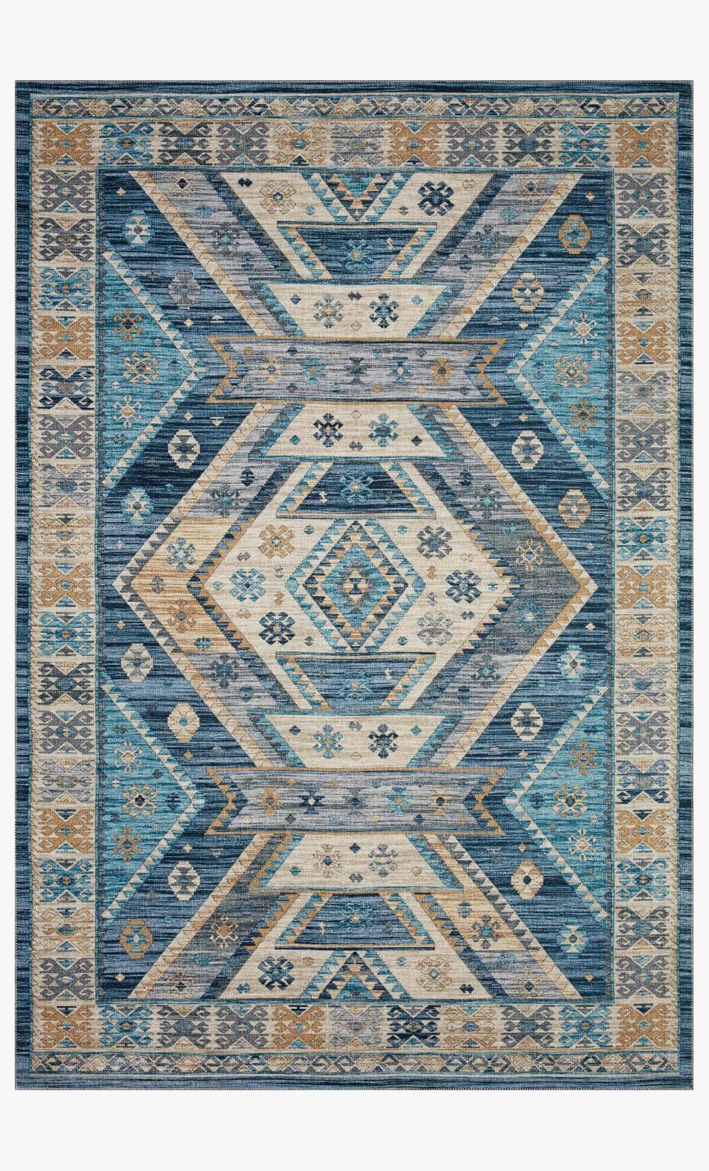Zio-02 7' 6" X 9' 6" Rug,  Ocean / Gold