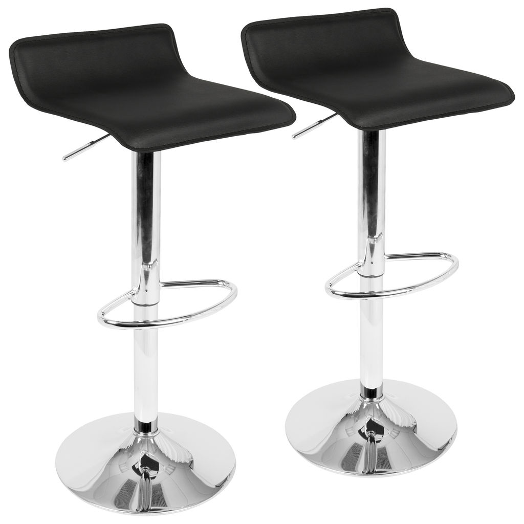 Preview image for Black Leather Barstool (Set of 2)