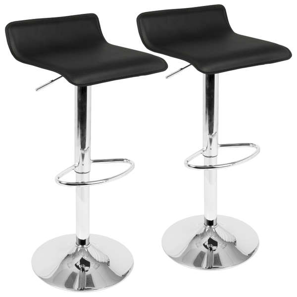 Black Leather Barstool (Set of 2)