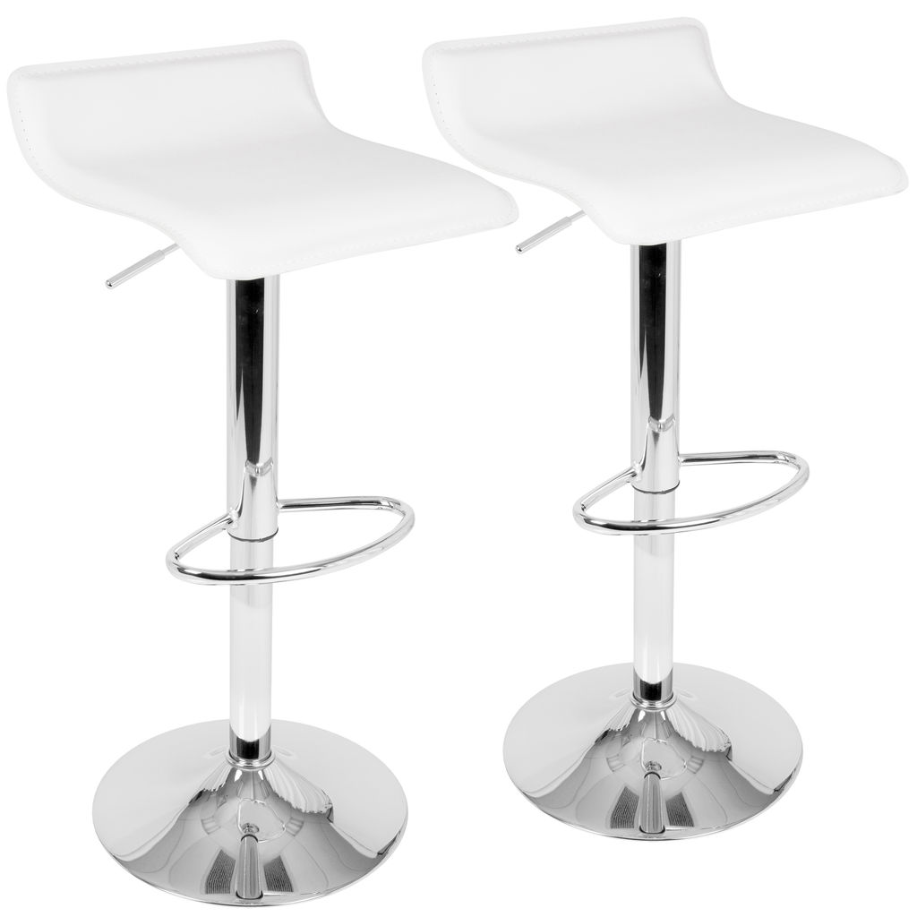 White Leather Barstool (Set Of 2)