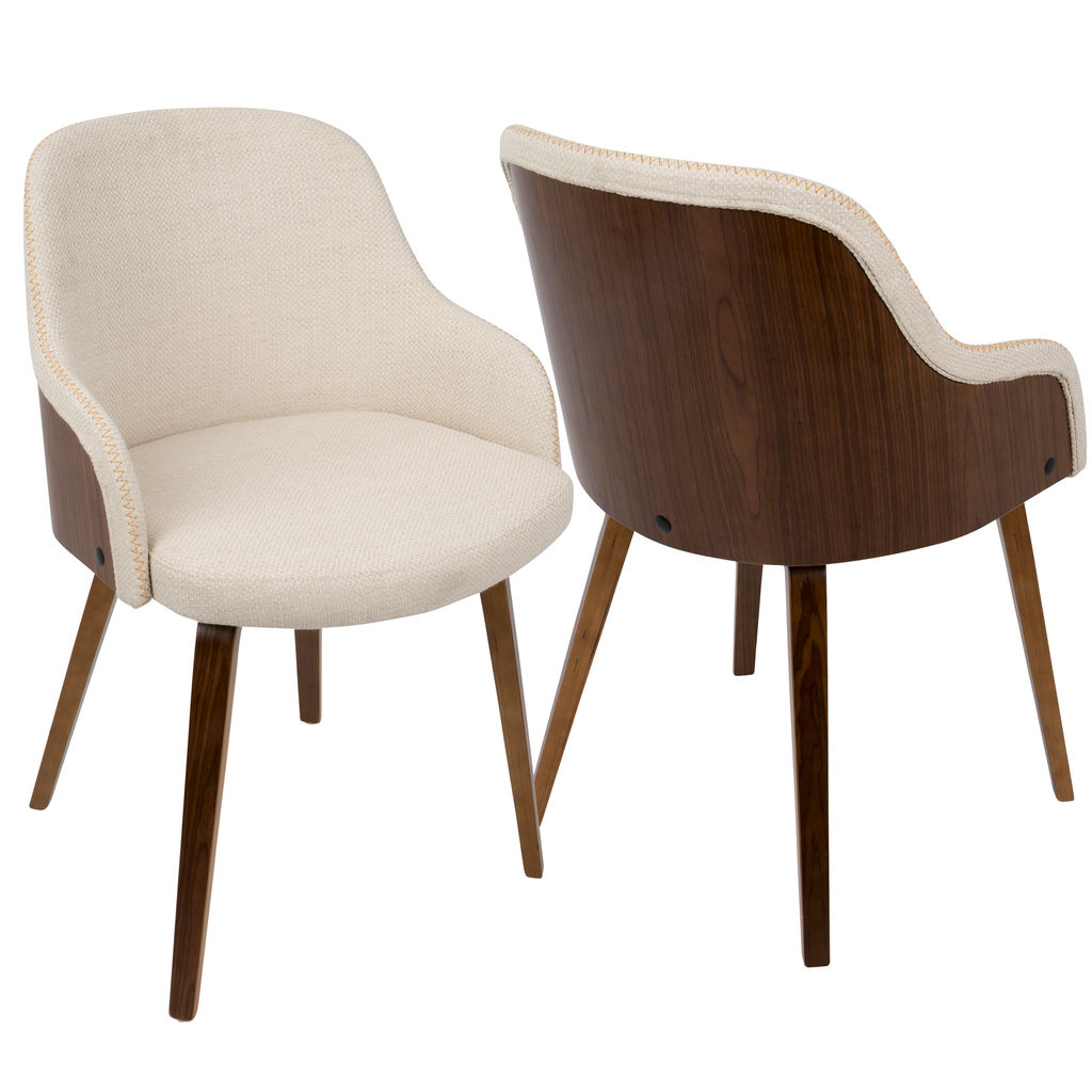 Preview image for Bacci Chair, Walnut Wood And Cream Fabric