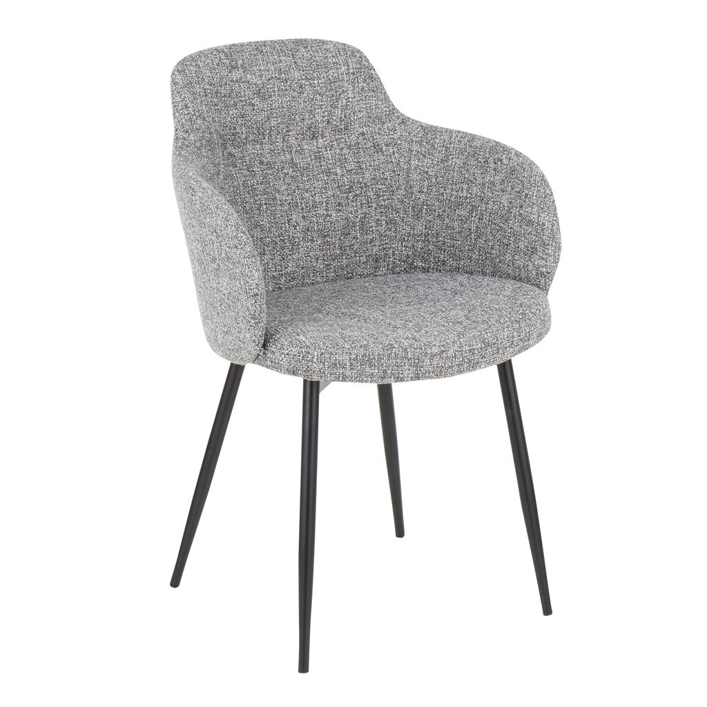 Preview image for Leon Chair, Black Metal And Grey Noise Fabric