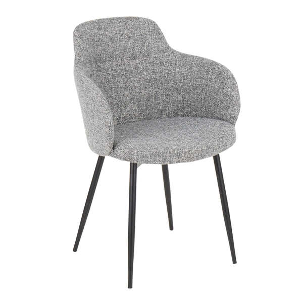 Leon Chair, Black Metal And Grey Noise Fabric