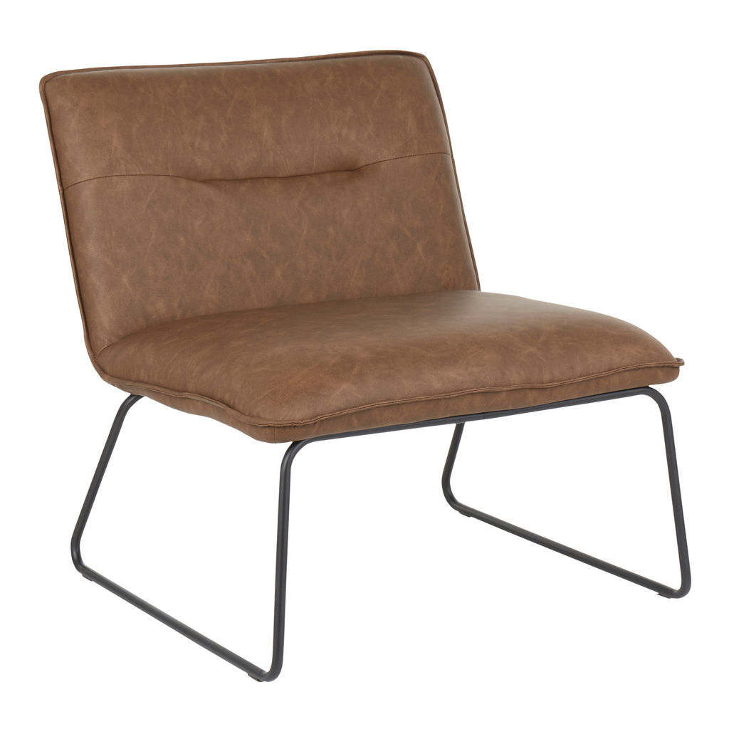 Preview image for Casper Accent Chair, Black Metal And Espresso Faux Leather