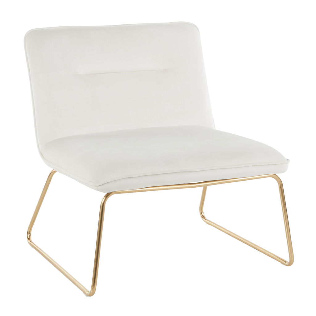Preview image for Casper Accent Chair, Gold Metal And Cream Velvet